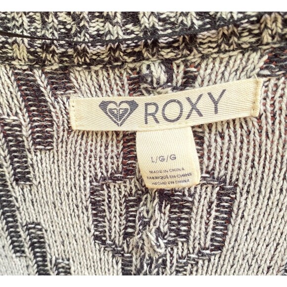 ROXY Sweater Tunic Dress Large L Marled Gray Knit V-Neck 3/4 Sleeve Cotton Blend - Picture 4 of 11